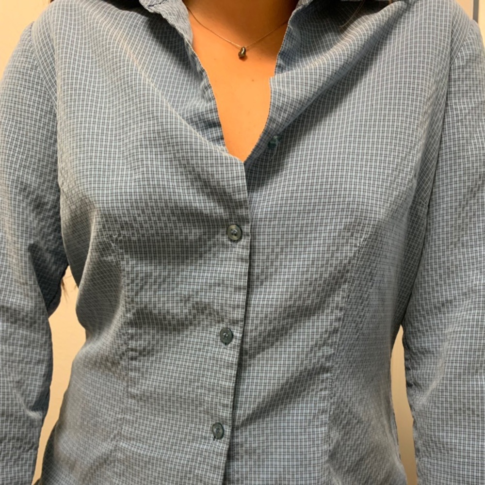 Chico’s blue plaid 3/4 sleeve - Picture 2 of 4